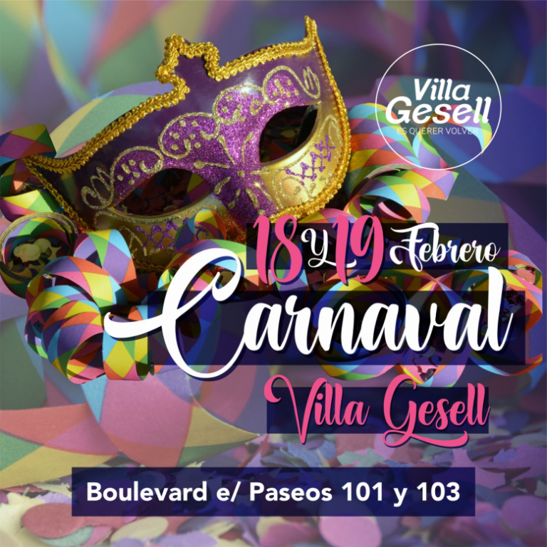 LOS DÍAS 17, 18 y 19 DE FEBRERO, EL CARNAVAL VUELVE A ALEGRAR LA CIUDAD DE VILLA GESELL